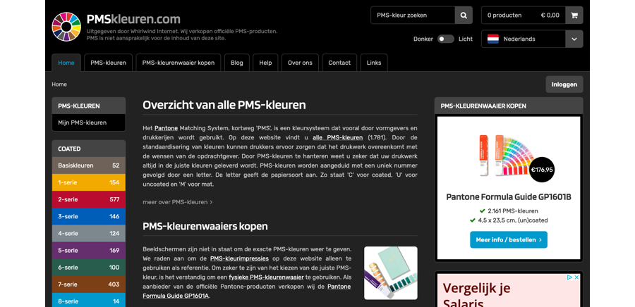 Sites PMS-kleurensysteem